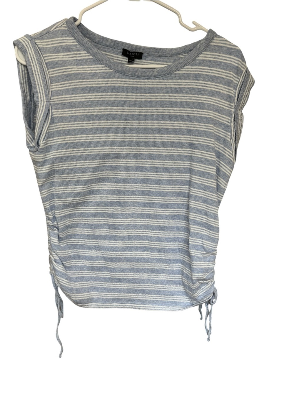 Talbots Light Blue and White Striped Tank with Side Ties